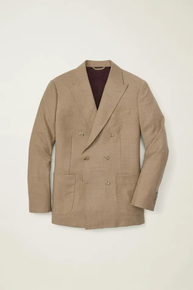 Men Jetsetter Italian Flannel Double Breasted Blazer Sand Bonobos Blazers and Sport Coats