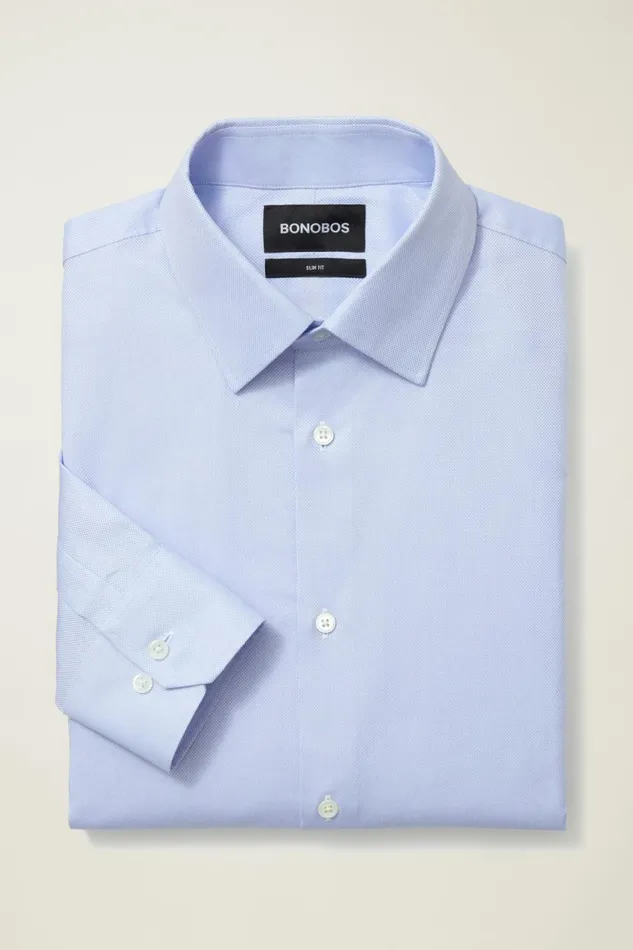 Men Jetsetter Premium Dress Shirt Blue Dobby Bonobos Formal Dress Shirts