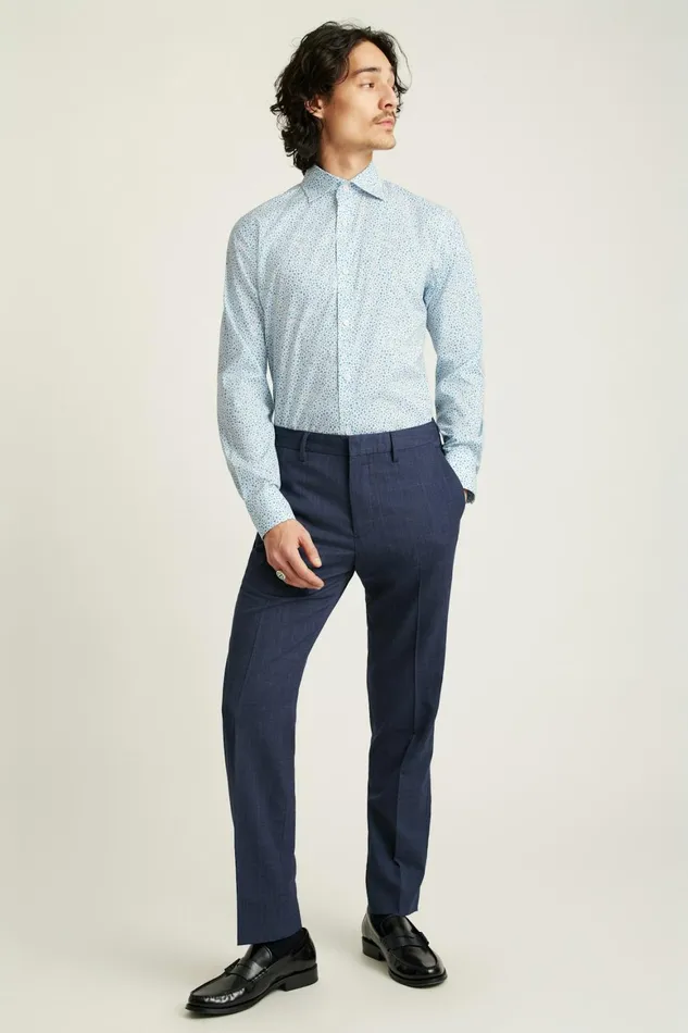 Men Jetsetter Stretch Dress Shirt Blue Bordeta Floral Bonobos Business Casual Shirts