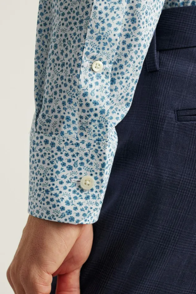 Men Jetsetter Stretch Dress Shirt Blue Bordeta Floral Bonobos Business Casual Shirts