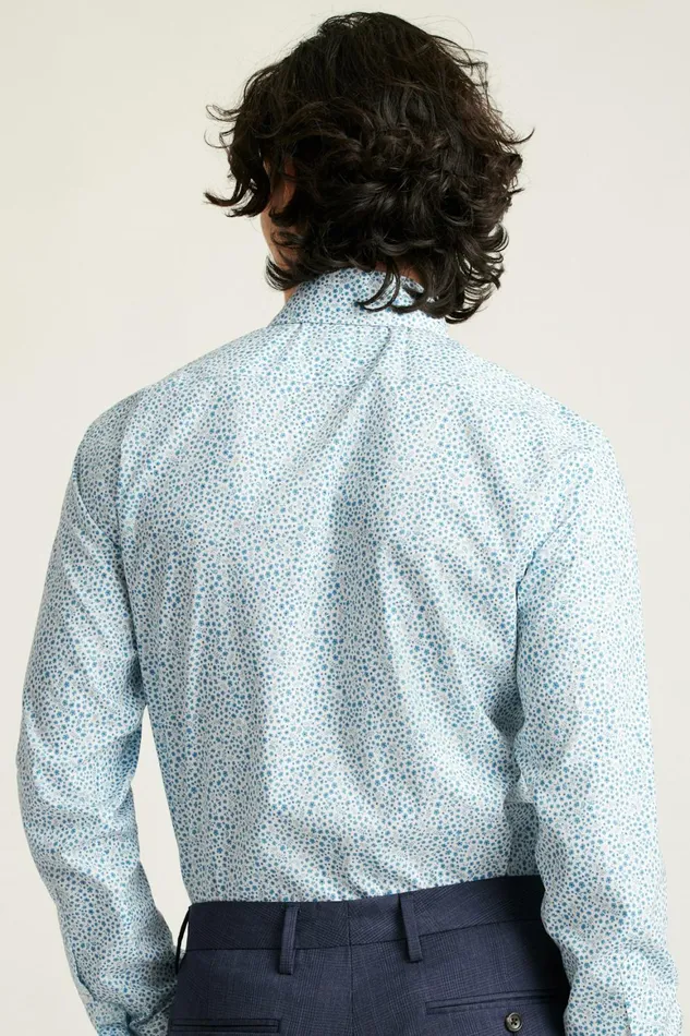 Men Jetsetter Stretch Dress Shirt Blue Bordeta Floral Bonobos Business Casual Shirts