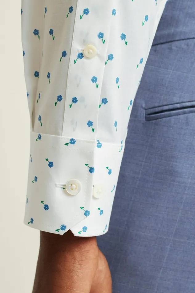 Men Jetsetter Stretch Dress Shirt Blue Modest Floral Bonobos Business Casual Shirts