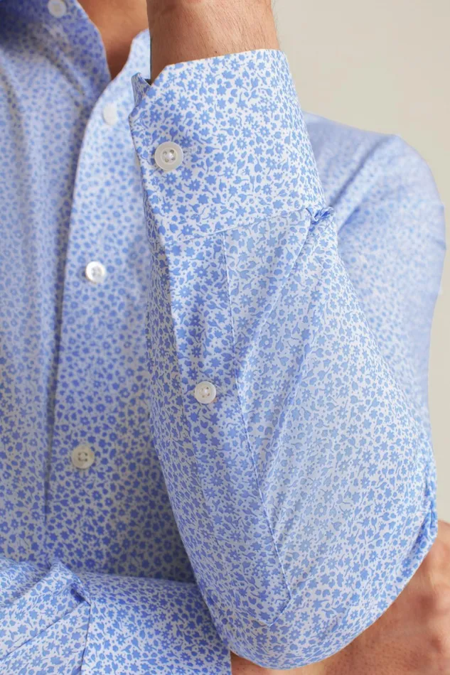 Men Jetsetter Stretch Dress Shirt Blue Paterson Floral Bonobos Business Casual Shirts