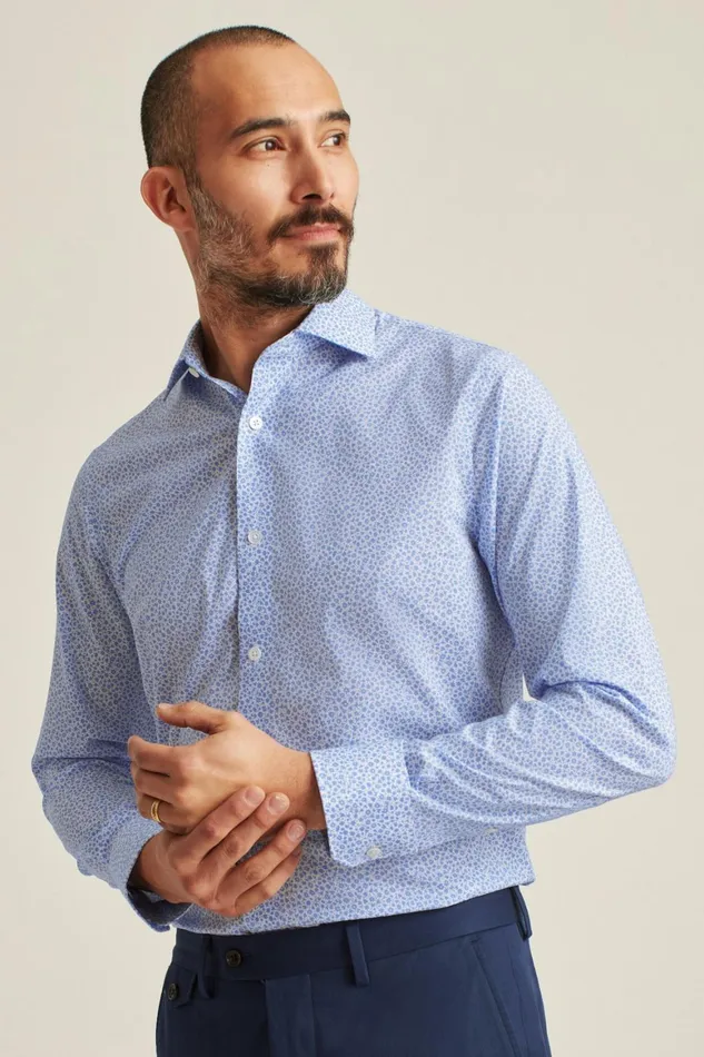 Men Jetsetter Stretch Dress Shirt Blue Paterson Floral Bonobos Business Casual Shirts