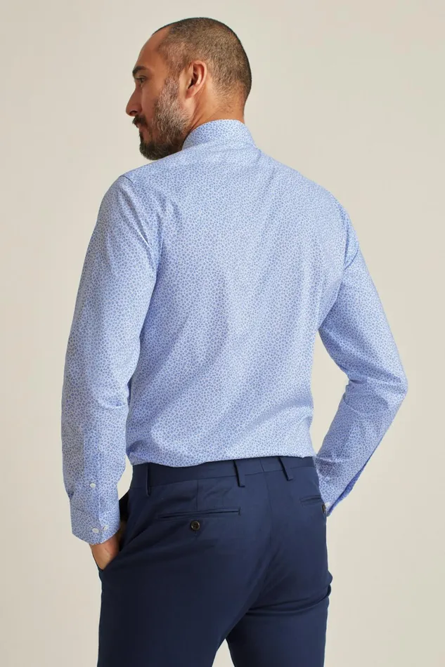 Men Jetsetter Stretch Dress Shirt Blue Paterson Floral Bonobos Business Casual Shirts