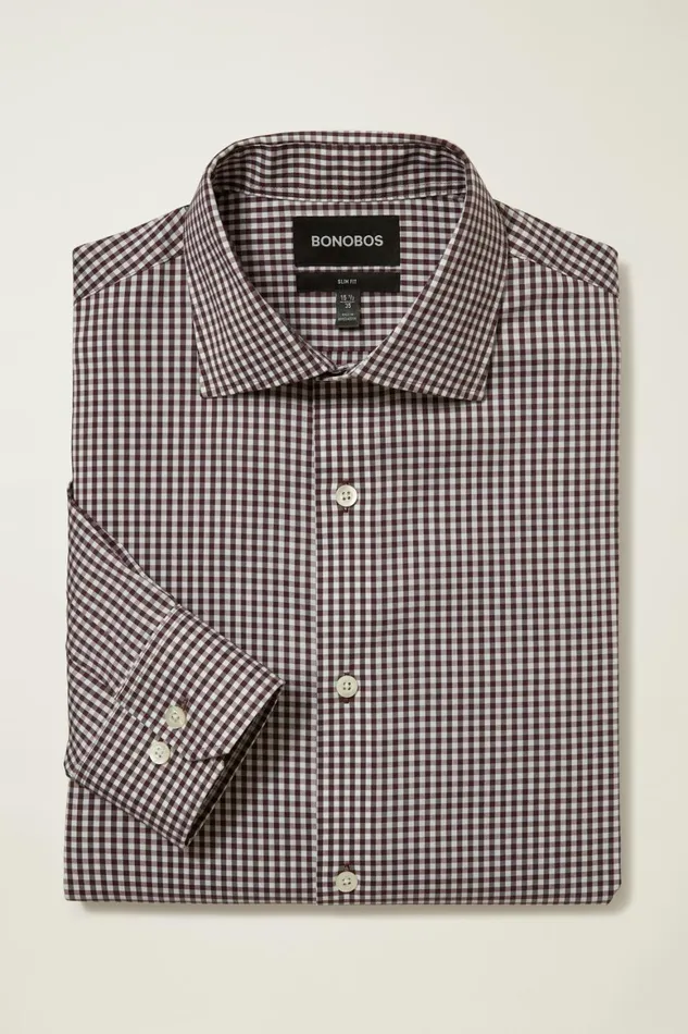 Men Jetsetter Stretch Dress Shirt Burgundy Check Bonobos Business Casual Shirts