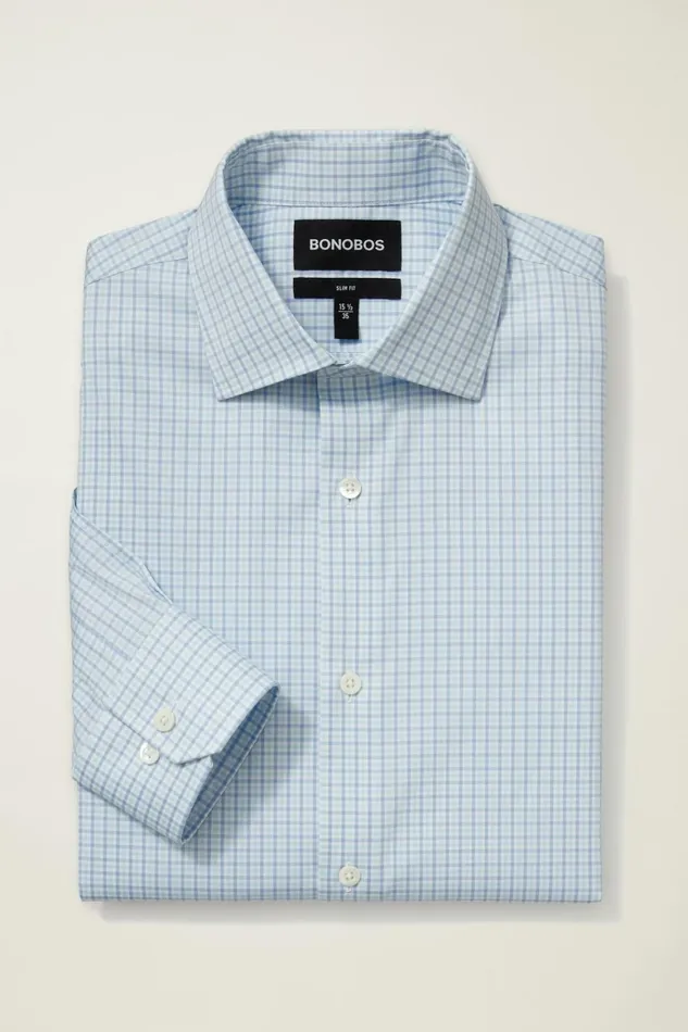 Men Jetsetter Stretch Dress Shirt Lake Blues Gingham Bonobos Business Casual Shirts
