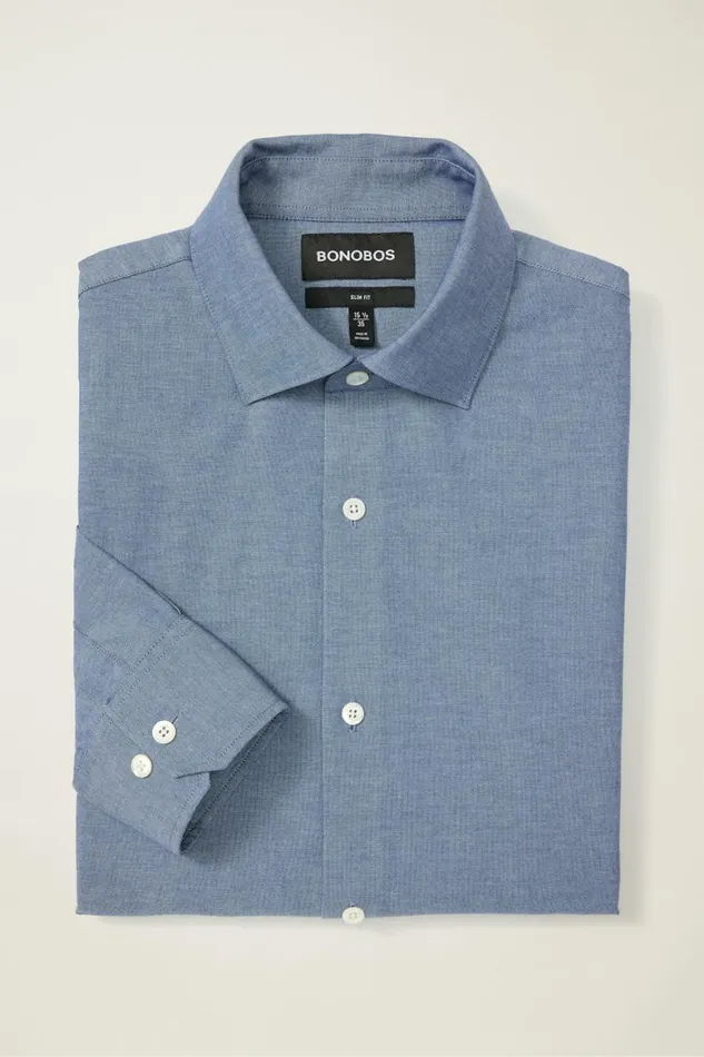 Men Jetsetter Stretch Dress Shirt Ocean Blue Chambray Bonobos Business Casual Shirts