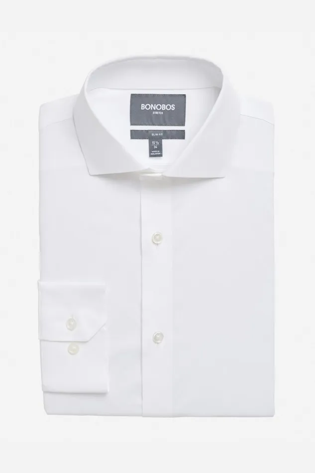 Men Jetsetter Stretch Dress Shirt Solid White Bonobos Business Casual Shirts