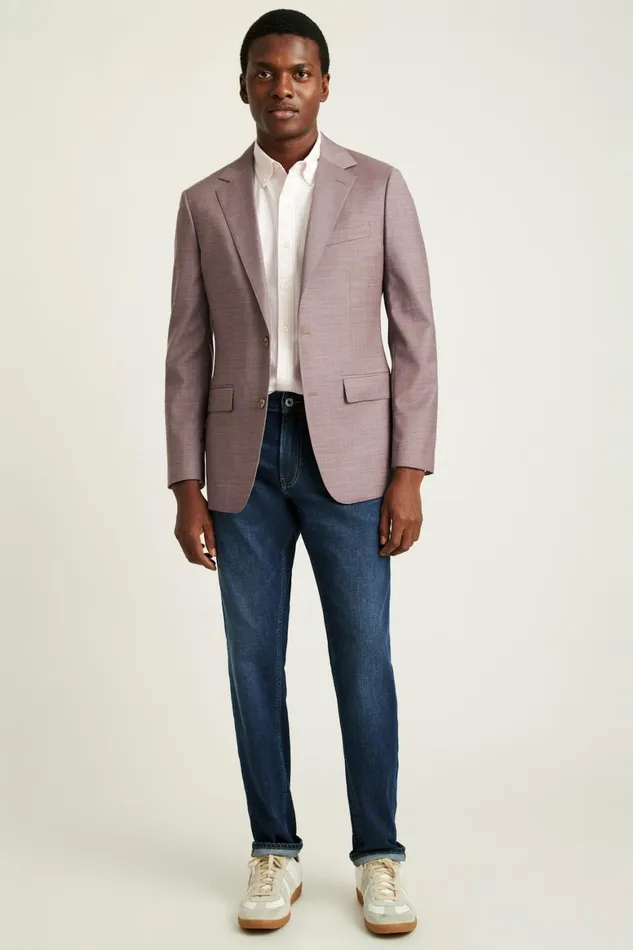 Men Jetsetter Wool Blazer Mauve Sharkskin Bonobos Blazers and Sport Coats