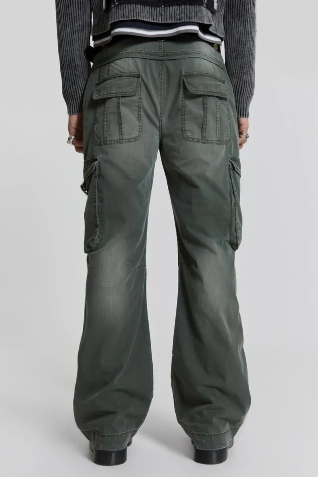 Men Khaki Straight Leg Cargo Trousers Jaded London Cargo Pants