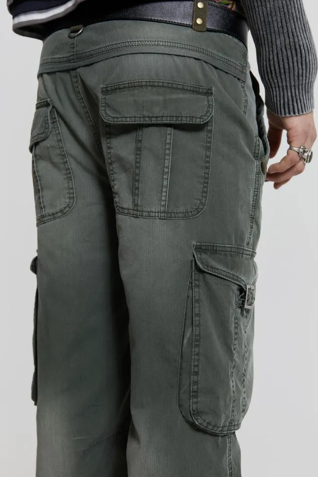 Men Khaki Straight Leg Cargo Trousers Jaded London Cargo Pants