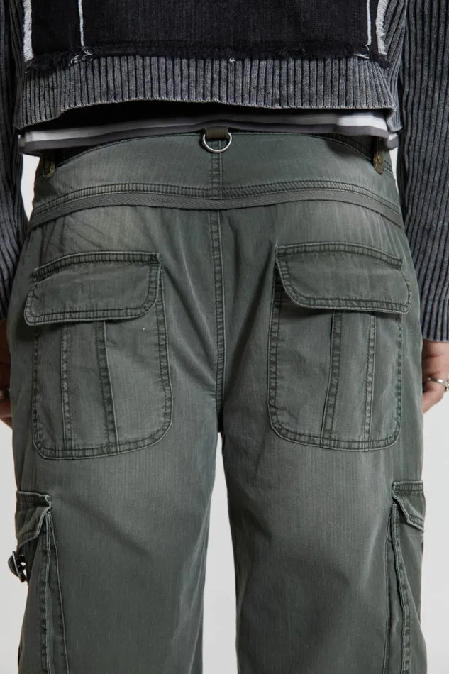 Men Khaki Straight Leg Cargo Trousers Jaded London Cargo Pants