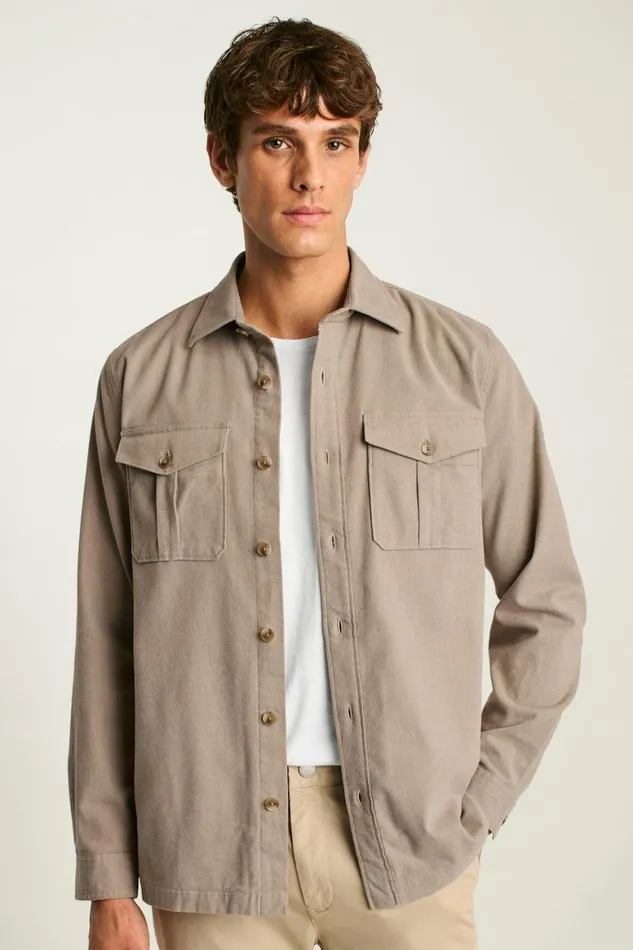 Men Moleskin Overshirt Heather Sand Bonobos Casual Shirts
