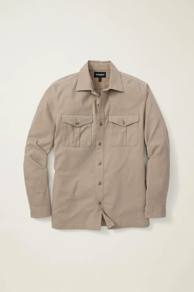 Men Moleskin Overshirt Heather Sand Bonobos Casual Shirts