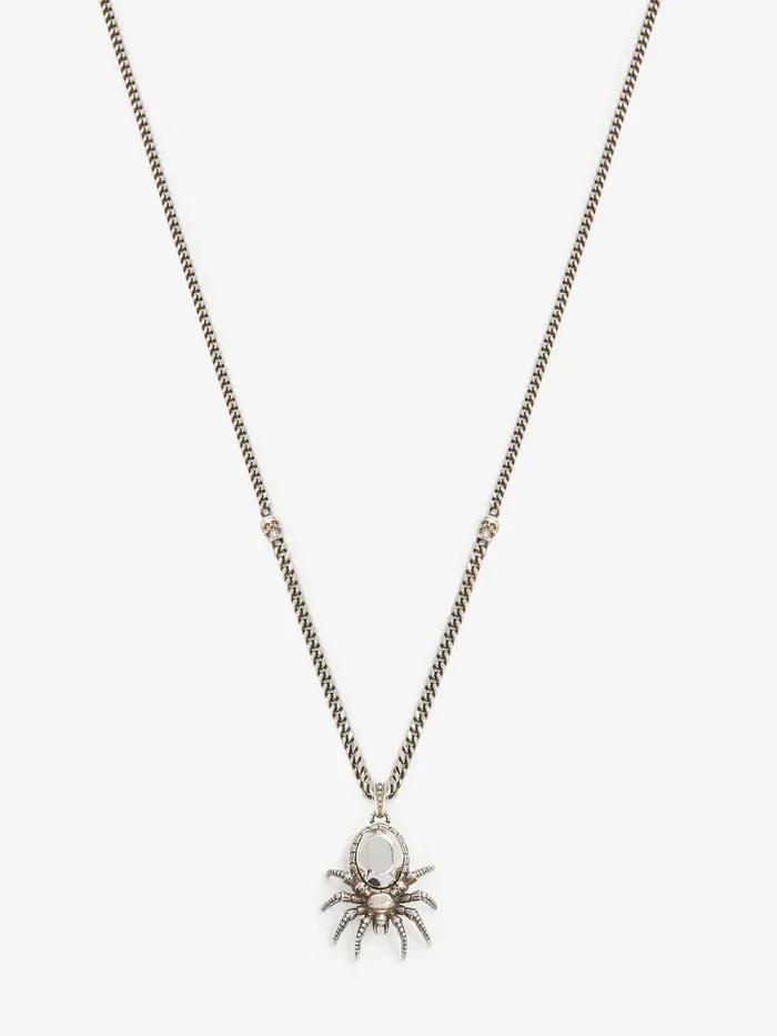 Men Necklaces Alexander McQueen Spider Necklace Antique Silver