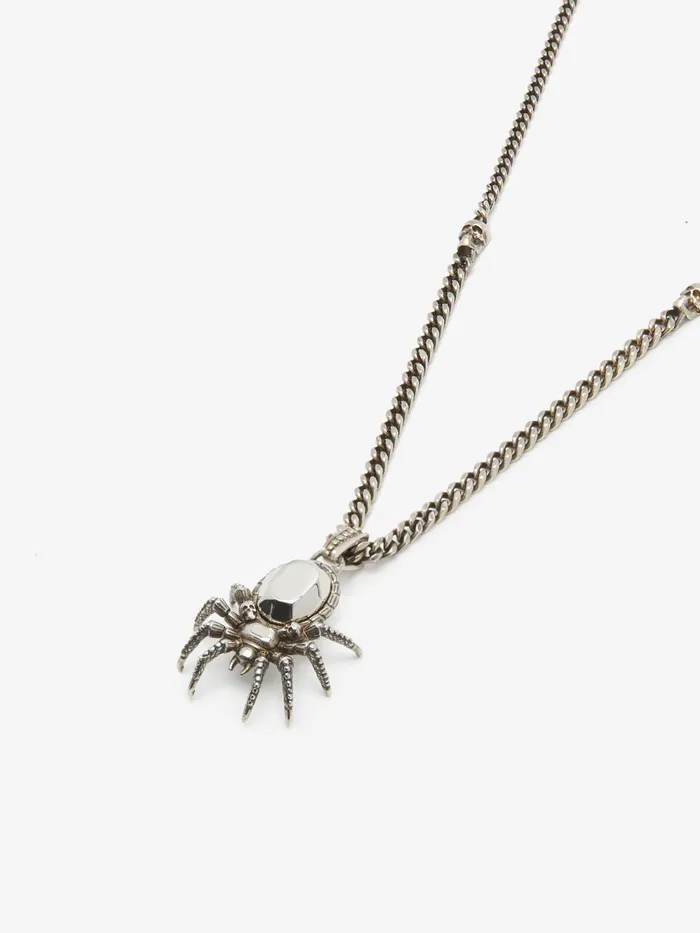 Men Necklaces Alexander McQueen Spider Necklace Antique Silver