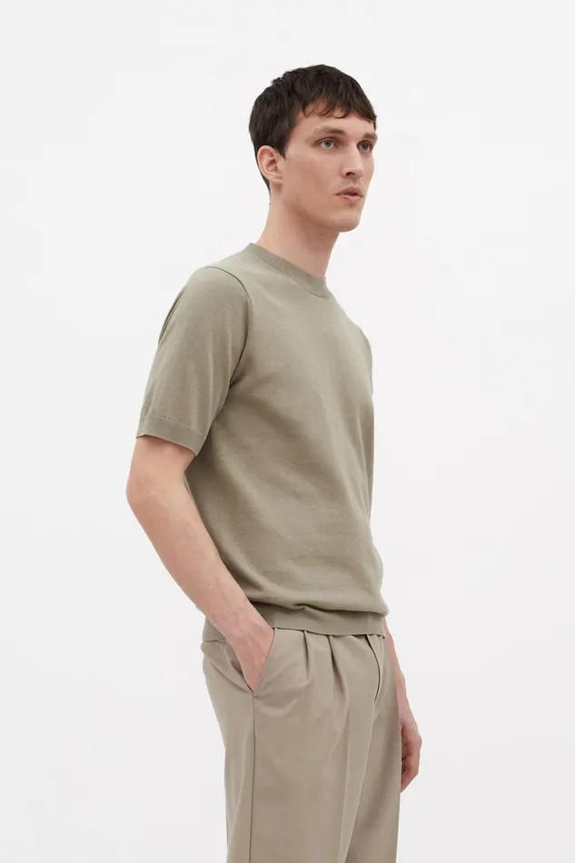 Men Norse Projects Knitwear Rhys Cotton Linen Tshirt Clay