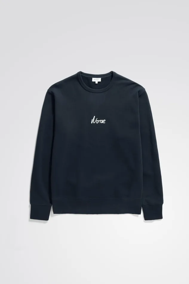 Men Norse Projects Sweatshirts Arne Relaxed Organic Chain Stitch Logo Sweatshirt Dark Navy