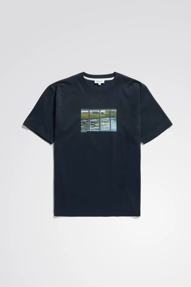 Men Norse Projects TShirts Johannes Organic Canal Print Tshirt Dark Navy