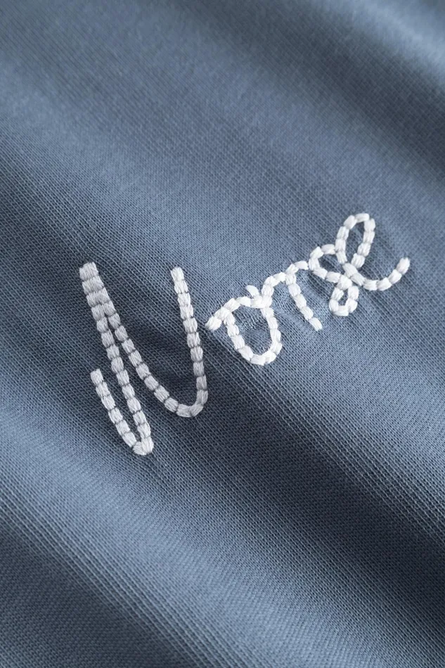Men Norse Projects TShirts Johannes Organic Chain Stitch Logo Tshirt Steel Blue