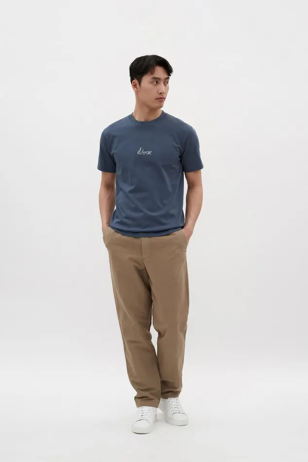 Men Norse Projects TShirts Johannes Organic Chain Stitch Logo Tshirt Steel Blue