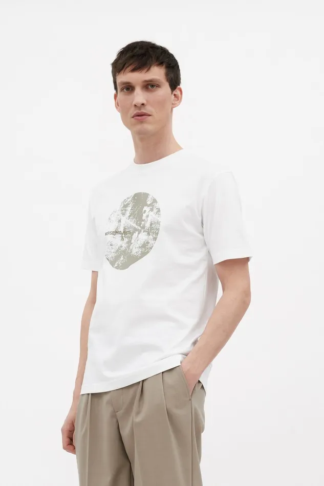 Men Norse Projects TShirts Johannes Organic Circle Print Tshirt White