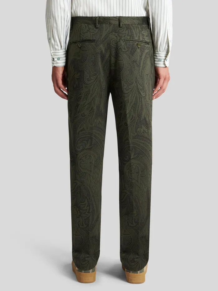 Men Paisley Cotton Jacquard Trousers Etro Trousers