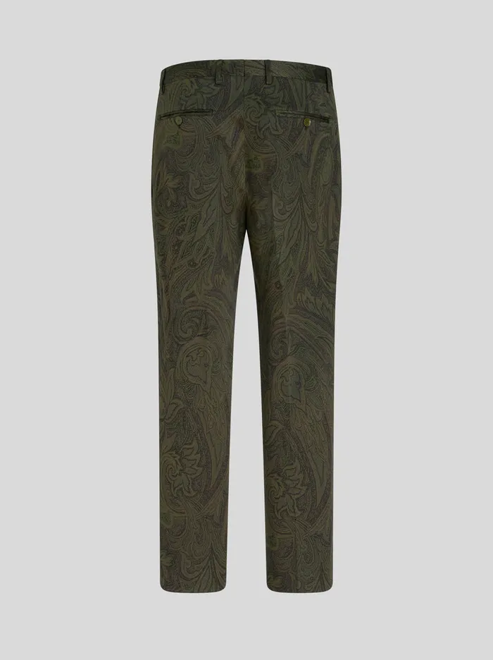 Men Paisley Cotton Jacquard Trousers Etro Trousers