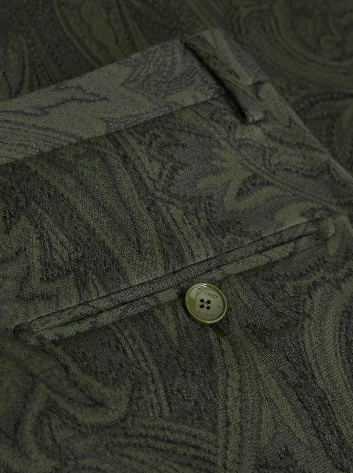 Men Paisley Cotton Jacquard Trousers Etro Trousers