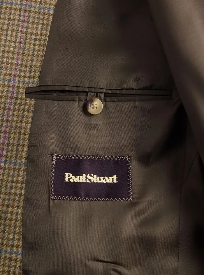 Men Paul Stuart Blazers and Jackets Wool Plaid Paul Jacket Olive