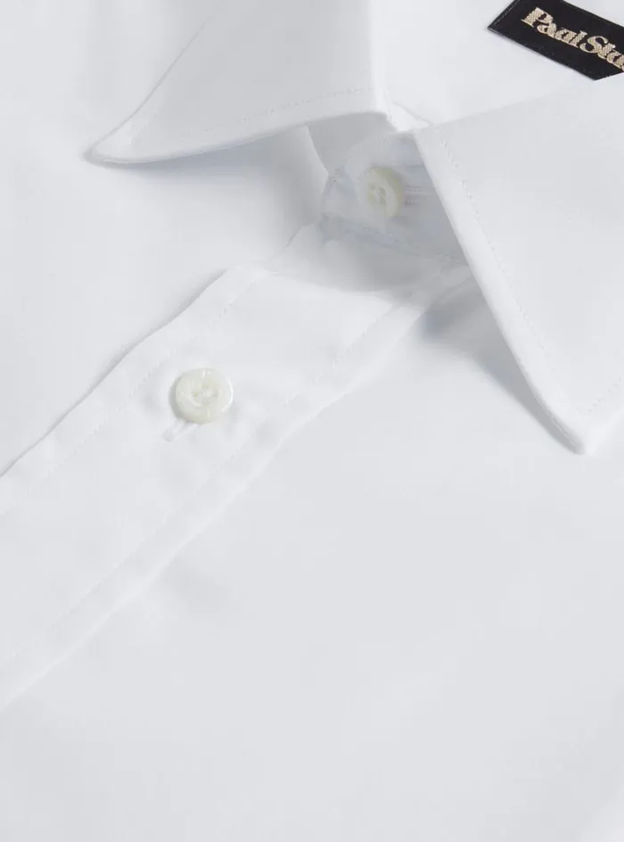 Men Paul Stuart Dress Shirts Broadcloth Slim Fit Dress Shirt White