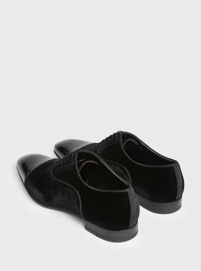 Men Paul Stuart Evening Hades II Formal LaceUp Black Patent Velvet Gros Grain Men Paul Stuart Evening Hades II Formal LaceUp Black Patent Velvet Gros Grain
