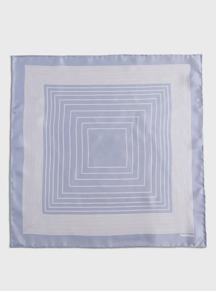 Men Paul Stuart Pocket Squares Square Pattern Silk Pocket Square Silver