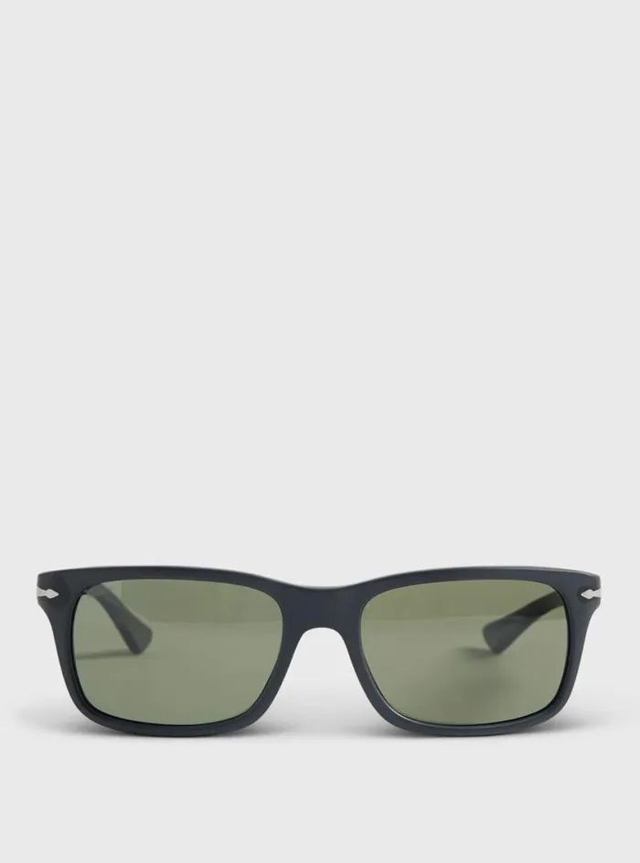Men Paul Stuart Sunglasses and Eyewear Persol Black Sunglasses With Green Lens Black