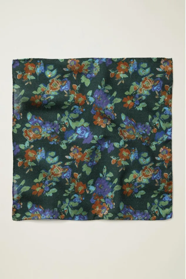 Men Premium Pocket Square Black Blurred Floral Bonobos Ties and Pocket Squares