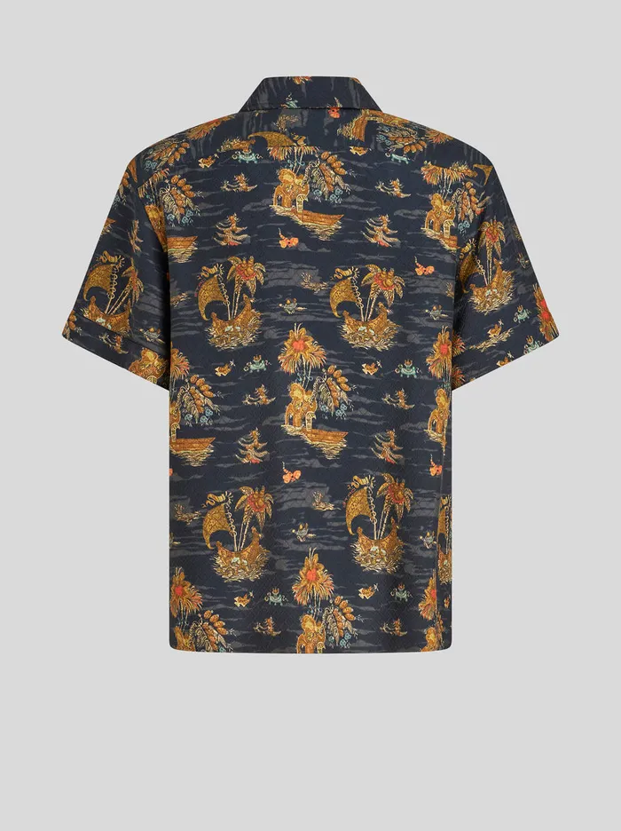 Men Printed Silk Bowling Shirt Etro Shirts