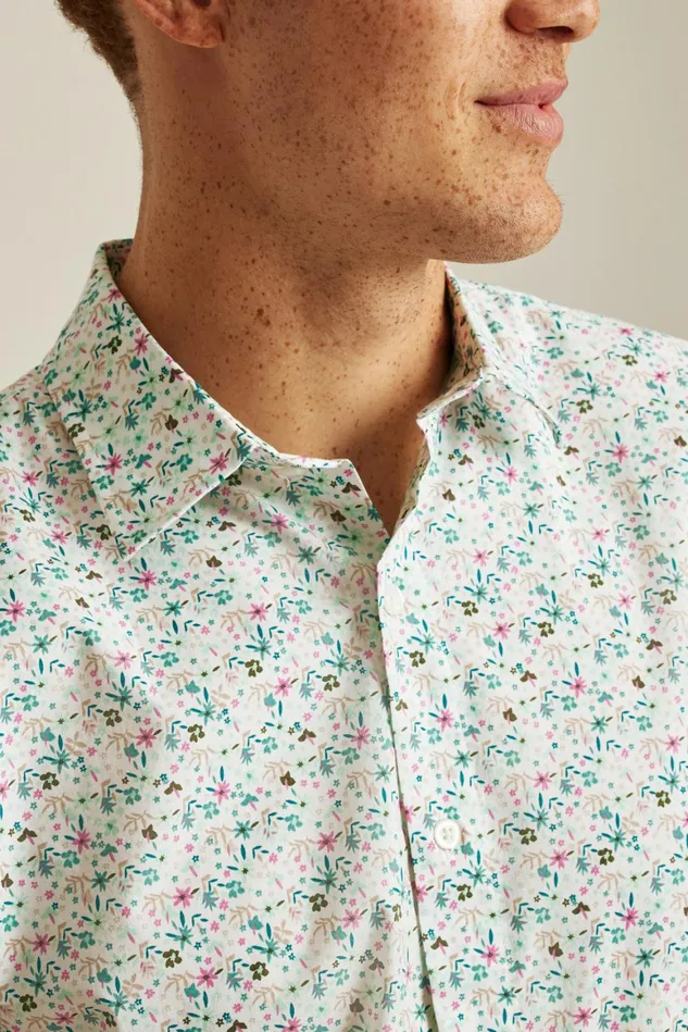 Men Riviera Short Sleeve Shirt Beach Glass Floral Fest Bonobos Casual Shirts