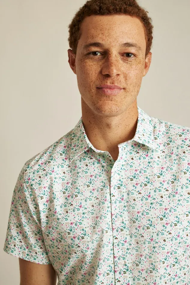 Men Riviera Short Sleeve Shirt Beach Glass Floral Fest Bonobos Casual Shirts