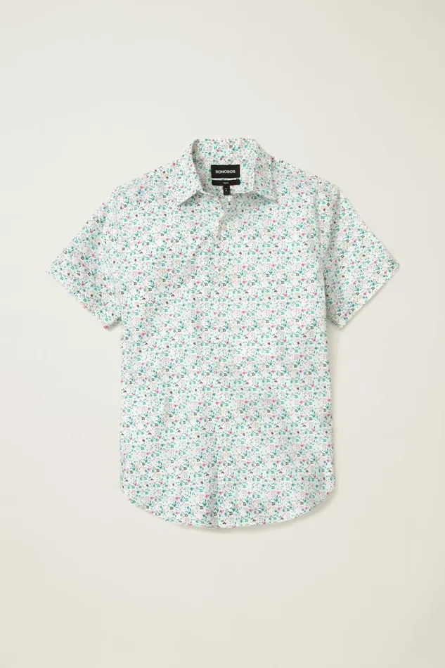 Men Riviera Short Sleeve Shirt Beach Glass Floral Fest Bonobos Casual Shirts