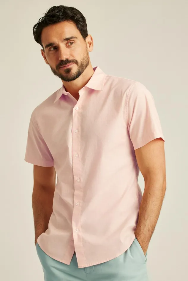 Men Riviera Short Sleeve Shirt Cantaloupe End On End Bonobos Casual Shirts