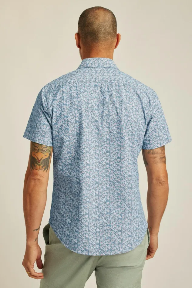 Men Riviera Short Sleeve Shirt Chambray Flower Power Bonobos Casual Shirts