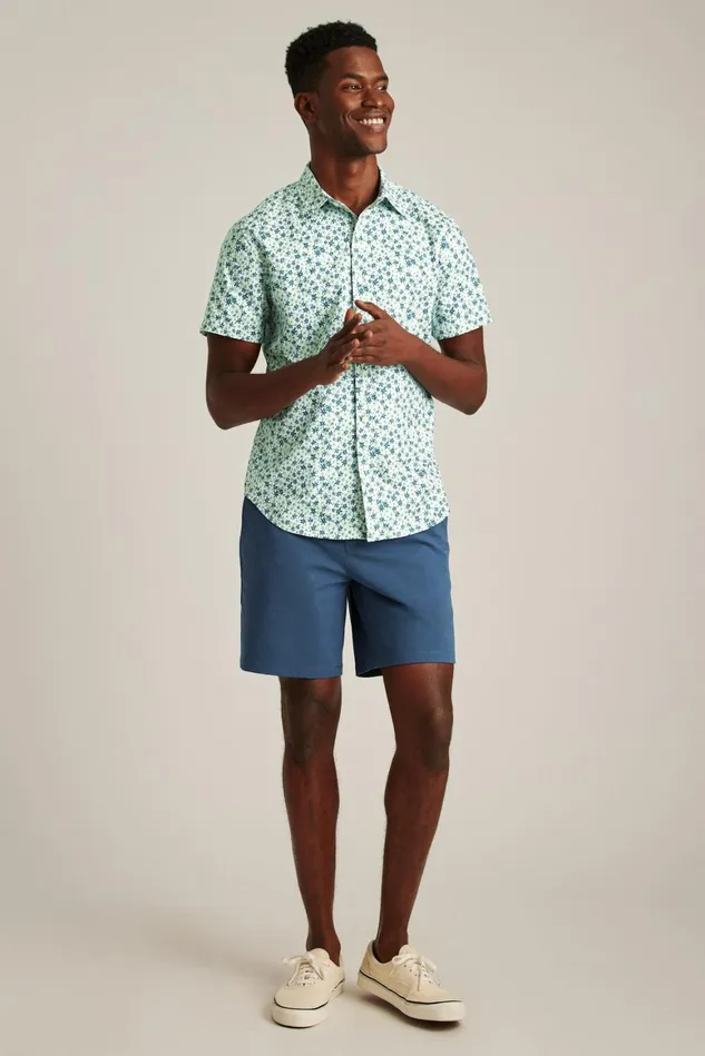 Men Riviera Short Sleeve Shirt Sage Green Parker Floral Bonobos Casual Shirts