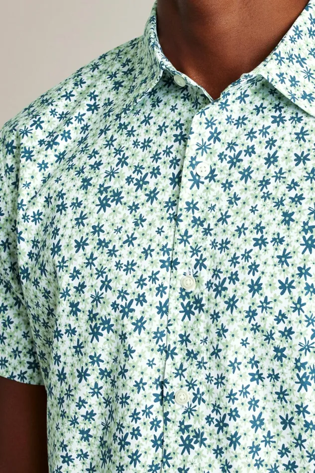 Men Riviera Short Sleeve Shirt Sage Green Parker Floral Bonobos Casual Shirts