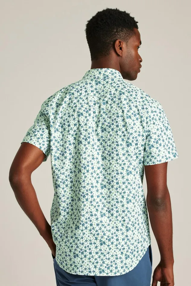Men Riviera Short Sleeve Shirt Sage Green Parker Floral Bonobos Casual Shirts