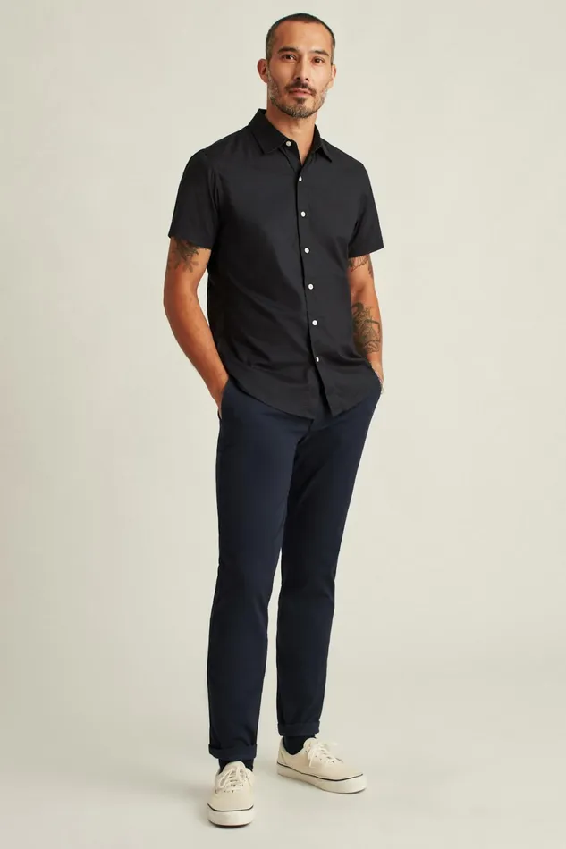 Men Riviera Short Sleeve Shirt Solid Jet Black Bonobos Casual Shirts
