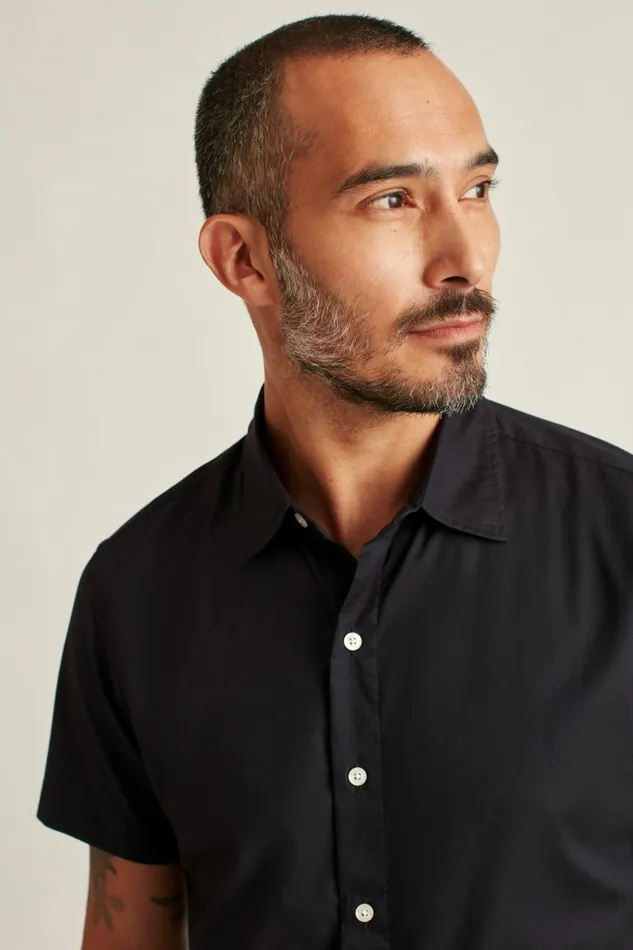 Men Riviera Short Sleeve Shirt Solid Jet Black Bonobos Casual Shirts