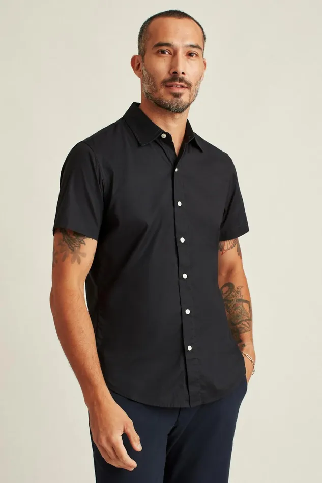 Men Riviera Short Sleeve Shirt Solid Jet Black Bonobos Casual Shirts