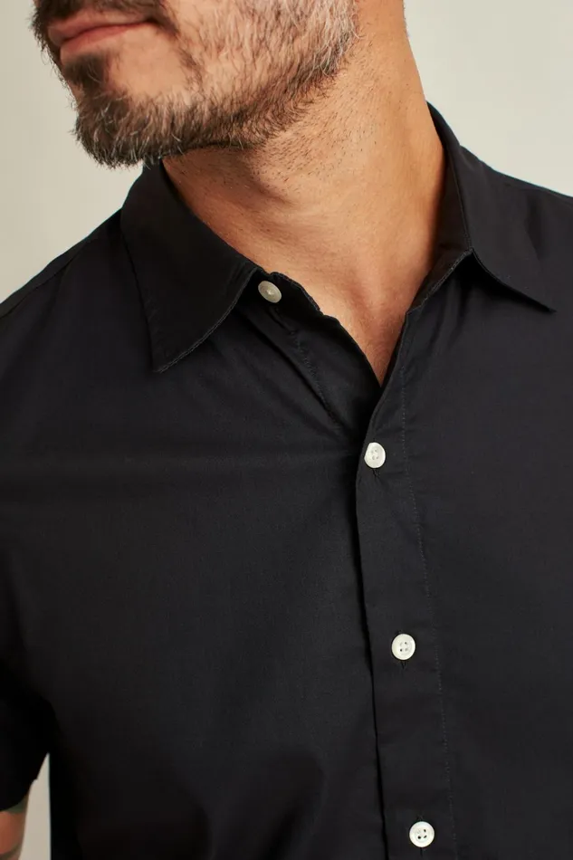 Men Riviera Short Sleeve Shirt Solid Jet Black Bonobos Casual Shirts