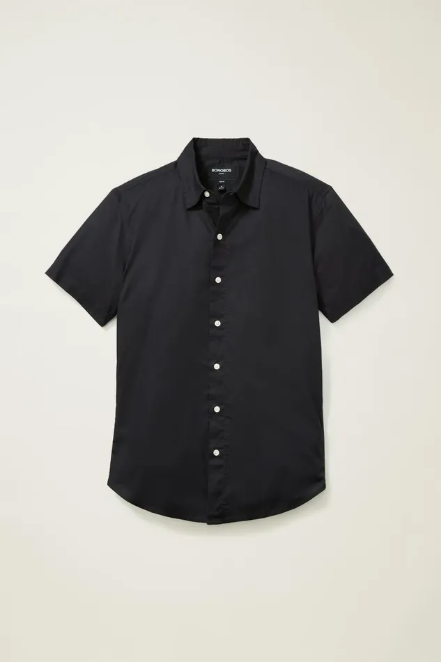 Men Riviera Short Sleeve Shirt Solid Jet Black Bonobos Casual Shirts